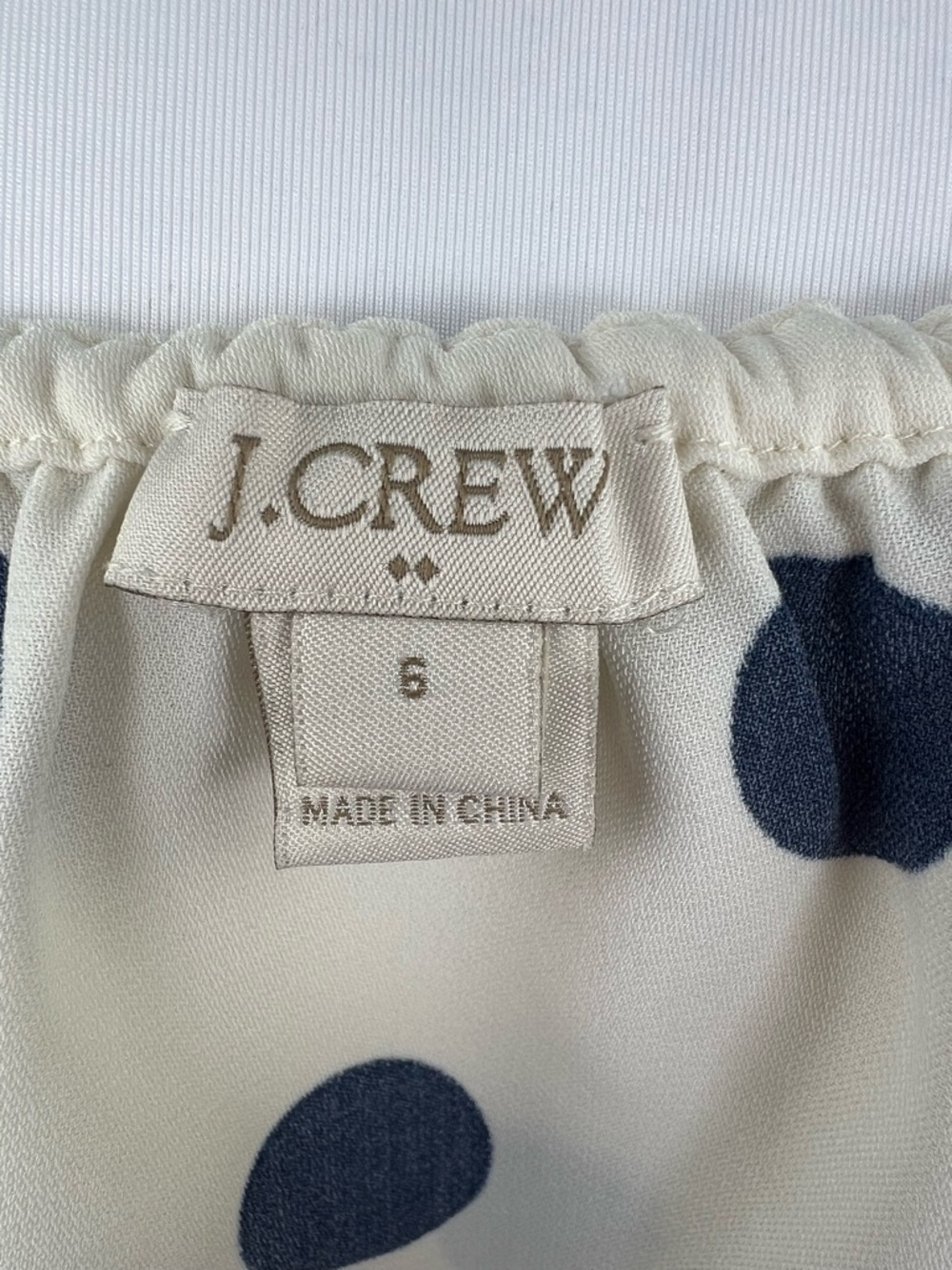 J.Crew Polka Dot Halter Top Size 6 Cream Navy Ruffle Sleeveless Blouse - Picture 4 of 6